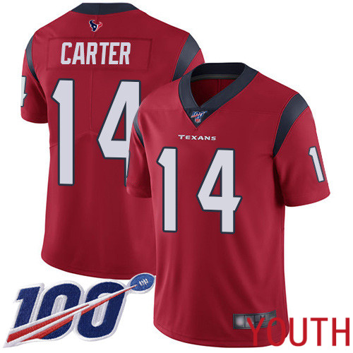Houston Texans Limited Red Youth DeAndre Carter Alternate Jersey NFL Football #14 100th Season Vapor Untouchable->houston texans->NFL Jersey